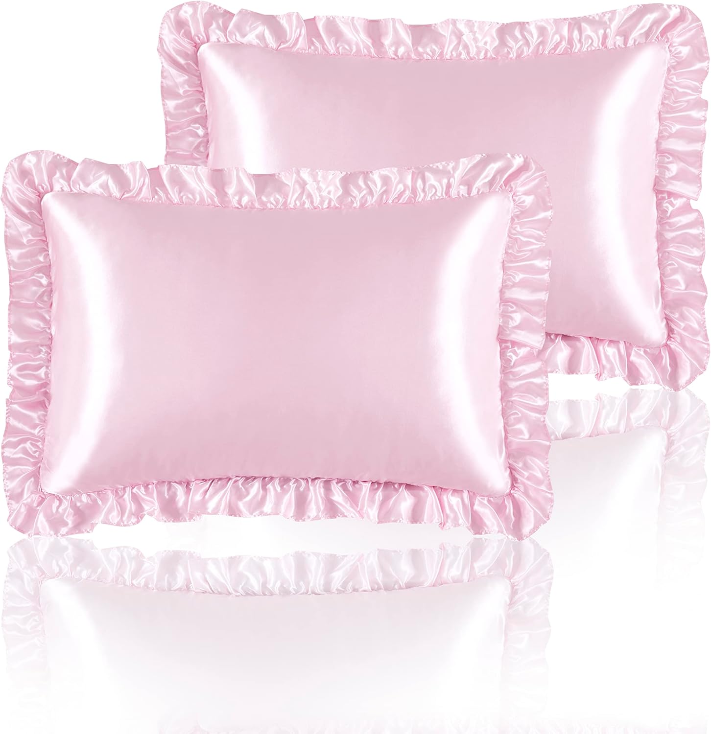 2 個のサテンフリル枕カバー、髪と肌用、無地のシルク枕カバー - Silk Pillowcase のレビューと価格