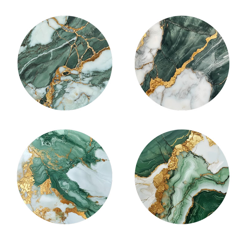 大理石模様のプリントコースター4枚、毎日の家族のパーティーの - Marble Coaster Set のレビューと価格