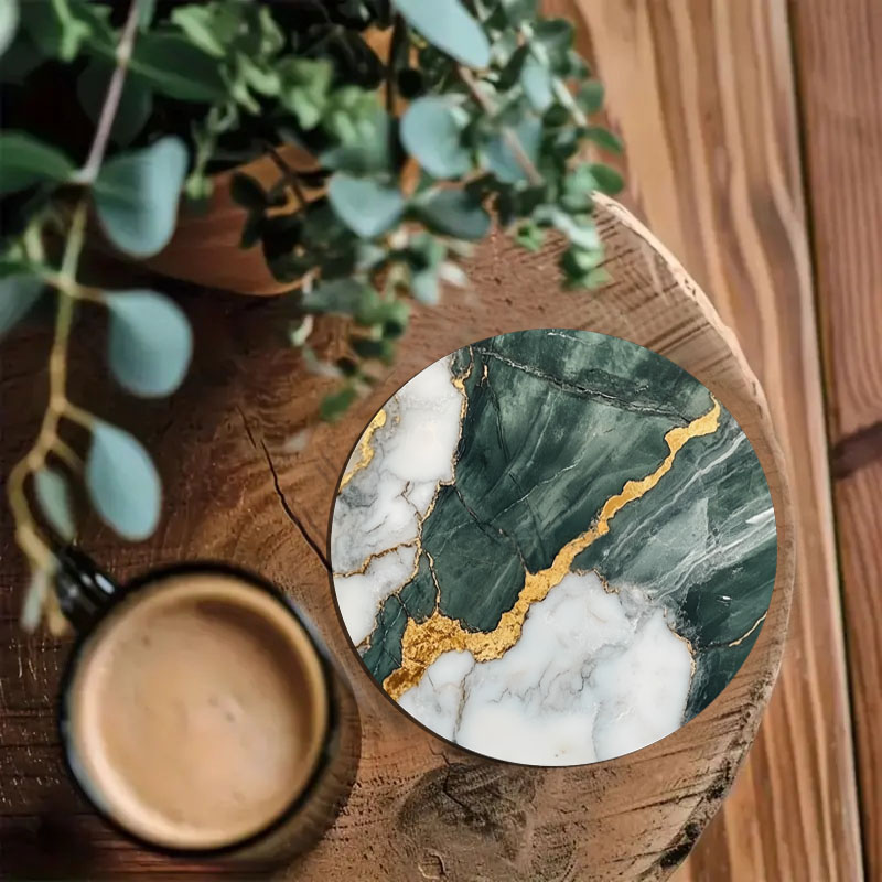 大理石模様のプリントコースター4枚、毎日の家族のパーティーの - Marble Coaster Set のレビューと価格