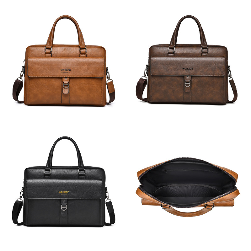 ヴィンテージダークブラウンPUレザーメンズブリーフケース15 - Leather Briefcase のレビューと価格