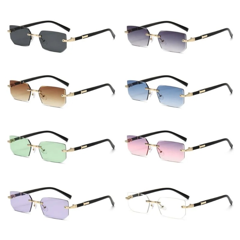 リムレスカットエッジ長方形サングラス ユニセックス フレーム - Designer Sunglasses のレビューと価格
