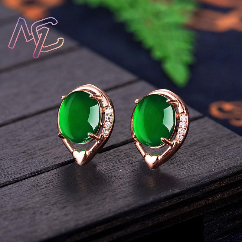 天然翡翠の花のイヤリング,石のイヤースタッド,お守り,ピンク - Gold Plated Jewelry のレビューと価格